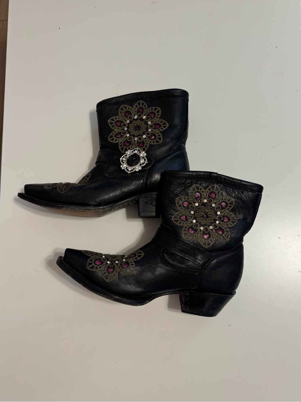 Vintage Black Leather Ankle Boots – Western Style – Fits Women’s 7.5–8